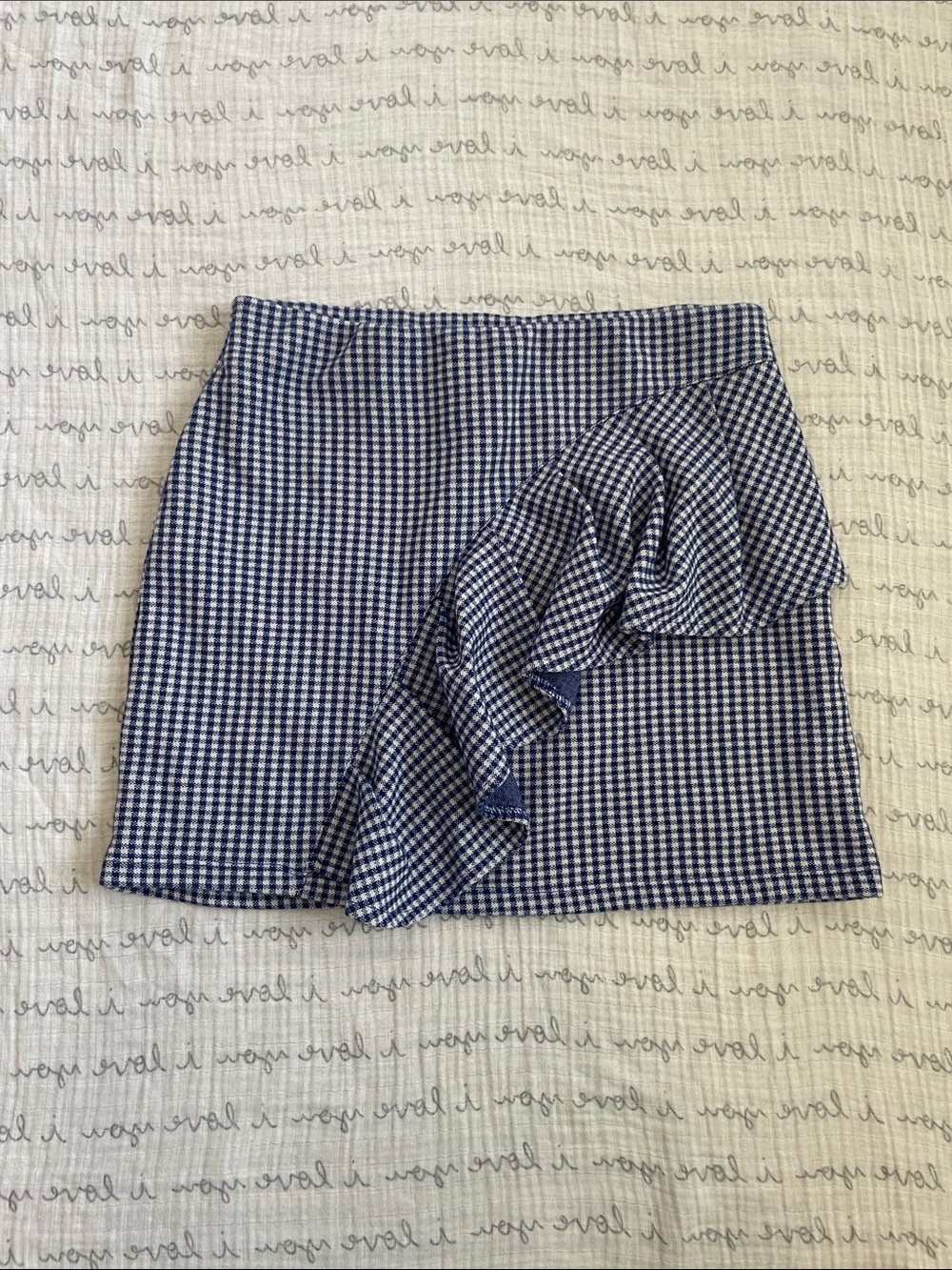 Topshop Blue Gingham Ruffle Mini Skirt for Fall